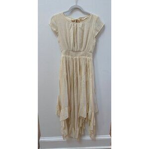 Joyfolie Girls Cream Lace-Back Cap Sleeve Maxi Dress Size 14 Lightweight Cotton